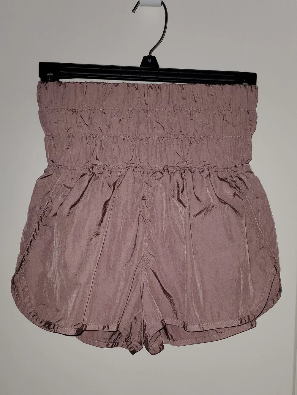 Free People Movement Lilac/ Light Mauve Smocked High-Waist Athletic Shorts